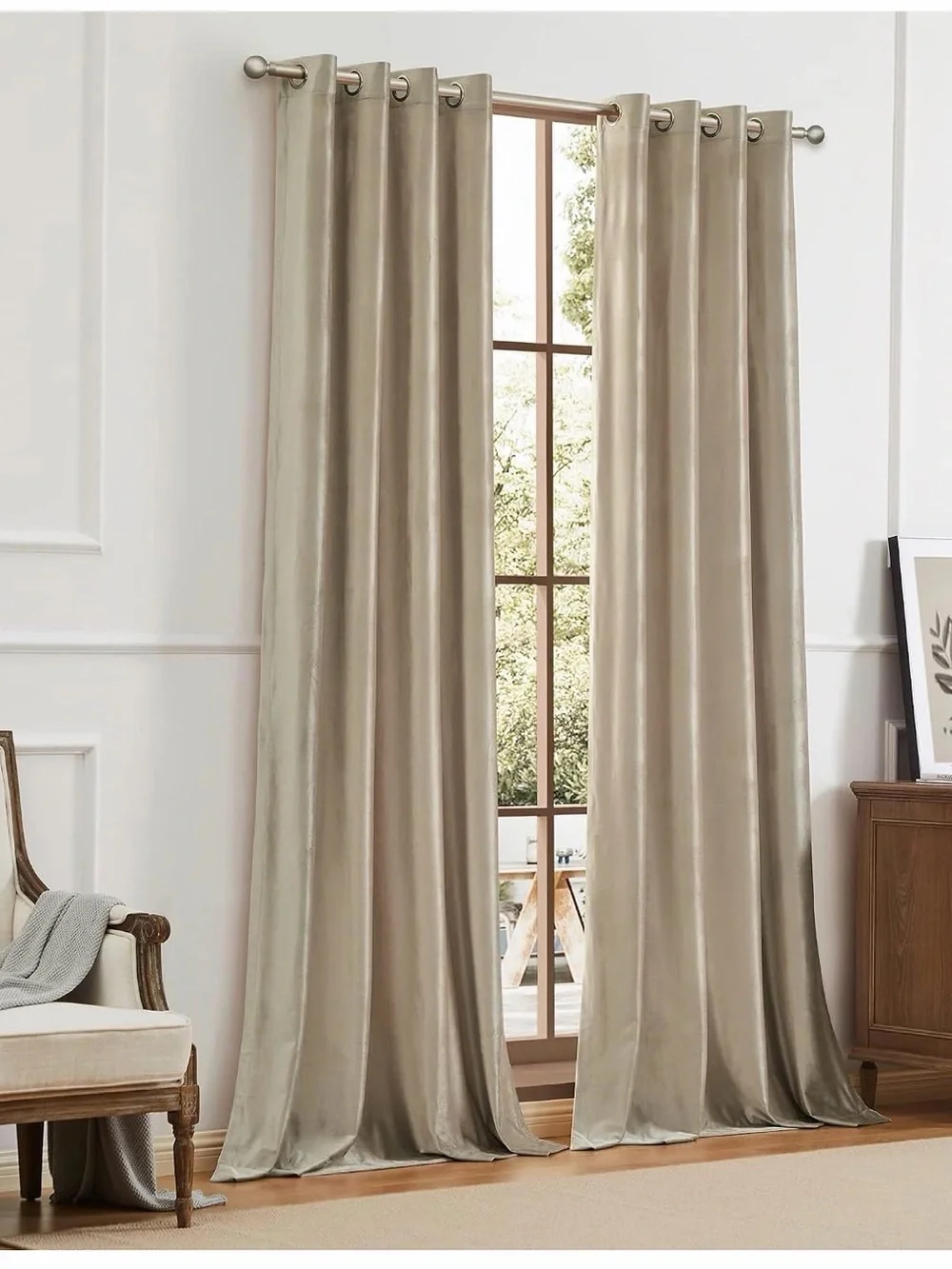 Luxe Cream Velvet Grommet Curtain Panels - 2 panels